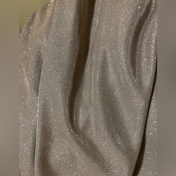 B Darlin Long Dress, Juniors' Glitter Mesh Rose color - Picture 6 of 15